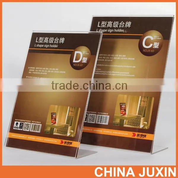 Transparent L Shape Sign Holder For Desktop Showing photo-4