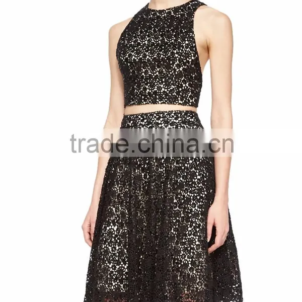 Women Top 2015 OEM Fashion Latest Sleeveless Racerback Lace Crop Top SYA15369 photo-2