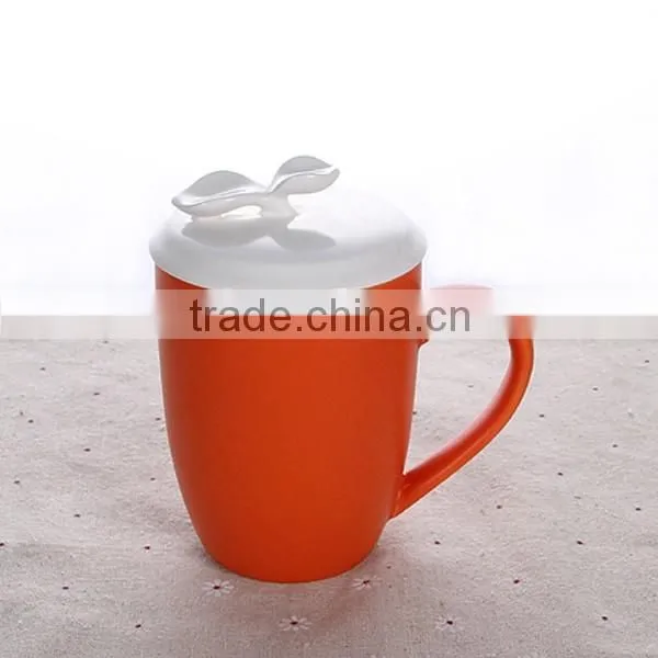 400ml 14oz Ceramic Coffee Mug With Lid Solid Color Tea Cup With Cover Solid Color Factory Directly Sale