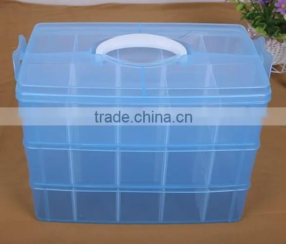 33.2cm*18.5cm*24.5cm Three Layers 30 Compartments Jewelry Adjustable Plastic Clear Box Jewelry Earring Bin Case Container photo-3