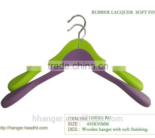 The HEAD Natural Wooden Suit Hanger With / Without Notches, Rubber Coated Soft Anti Slip Finishing , Basic Style Coat Hanger photo-3