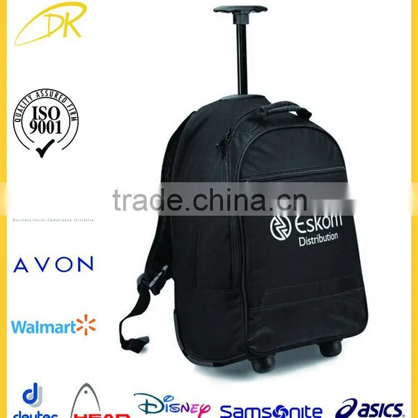 Black Color Two Compartment Travel Laptop Trolley Backpack