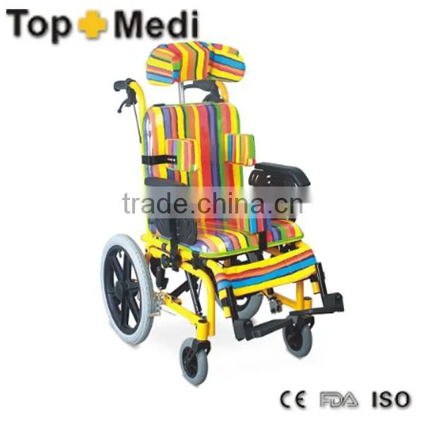 Rehabilitation Therapy Supplies Colorful Aluminum Manual Kids Reclining Wheelchair