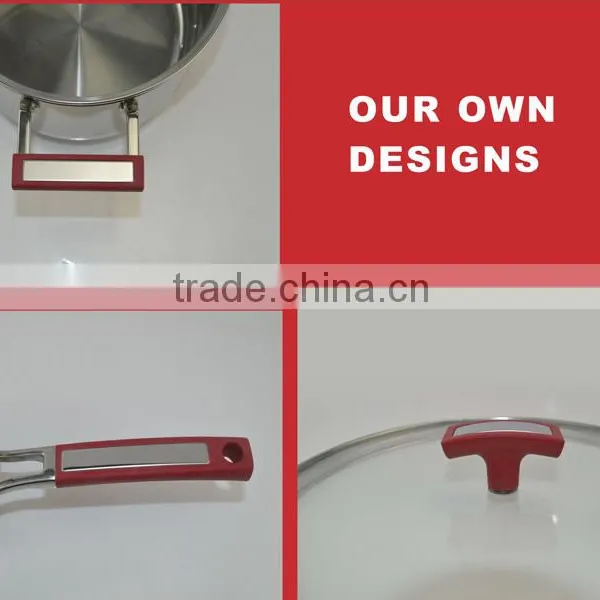 18cm Saucepan With Lid Stainless Steel Cookware in Red Color Silicon Handle and Knob Design photo-3