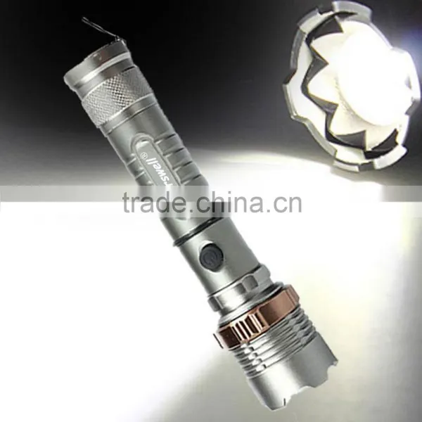 Cheap 2000lm 3 Mode Waterproof Lotus Head LED Flashlight Suit Gray photo-2
