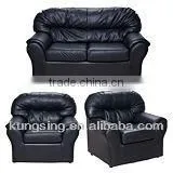 100% Top Grain Black Leather Sofa Set