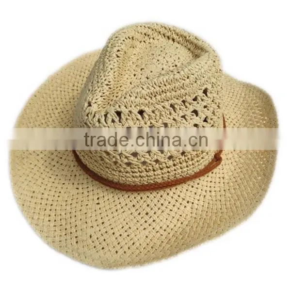 Summer Style Straw Cowboy Hat Unisex Hollow Western Hats 2016 Beach Felt Sunhats Party Cap for Man Woman photo-3