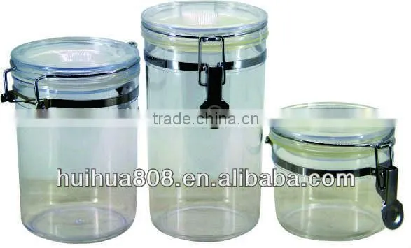 PS plastic high transparent spice jars with clip