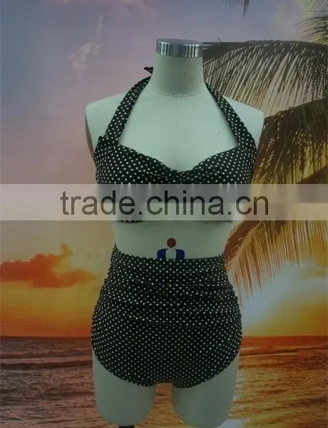 New Arrival Dot Print Fashion Retro High Waist Bikini photo-3