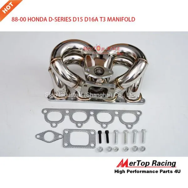 Mertop Race 88-00 HOND* CIVI*/CRX DEL SOL B-SERIES T3 RAM HORN TURBO MANIFOLD