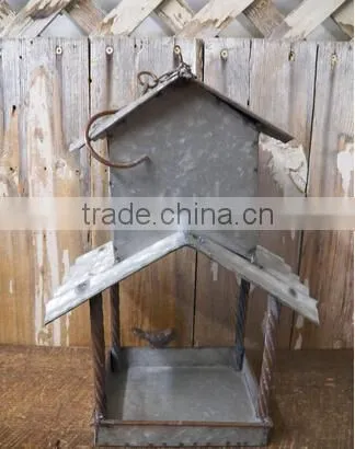Antique Galvenized Metal Garden Bird House photo-4