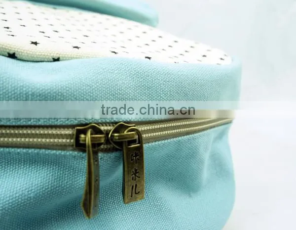 Canvas Polka Dots and Stripes School Bag School Backpack For Campus Hiking Travel Book Bag photo-4