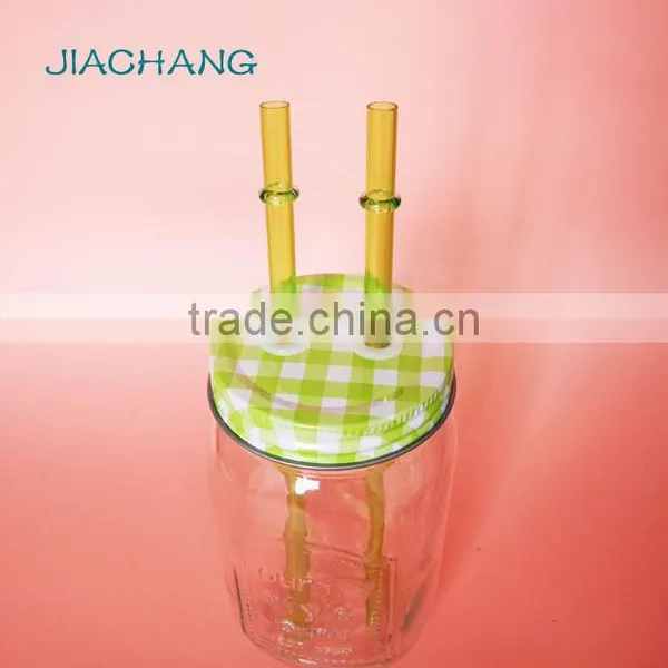 Drinkware Transparent Glass Table Beer Jar With 2 Pieces of Straws photo-2