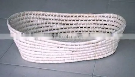 Hand Made White Wicker Baby Pram Basket for Home Use photo-4