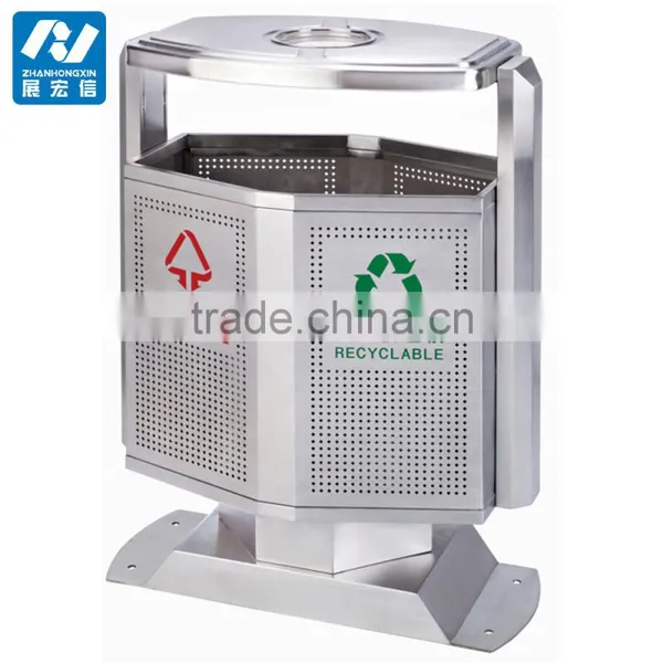 Stainless Steel Metal Outdoor Garbage Urban Dust Bin photo-2