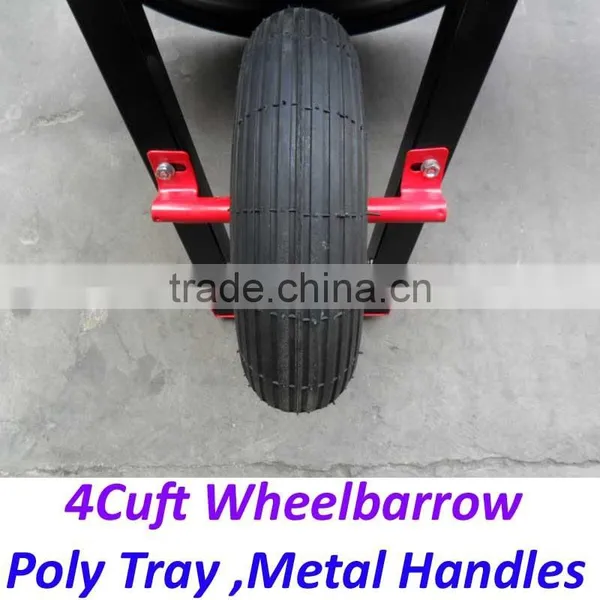 America 4Cuft Poly Tray Metal Handles Wheelbarrow for Gardenning photo-5