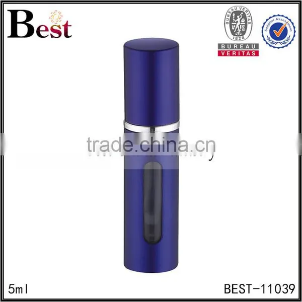 Wholesale Cosmetic 5ml Aluminum Screen Printing Luxury Perfume Bottle Small Porket Spray Blue Bottle Perfume Best Selling photo-3