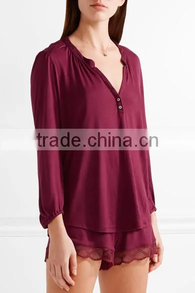Pajamas Women Summer Jersey Adult Onesie Pajama Tops 100% Cotton Jersey Pajamas photo-2