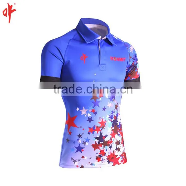Full Sublimation Uniforms,Rugby t Shirt,Plain Sky Blue Stars Jersey Football photo-2