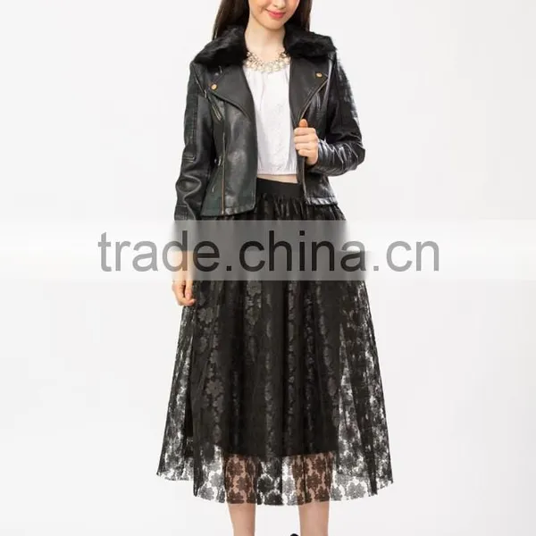 Wholesale New Fashion Fur Collar Leather Lady Jacket photo-3