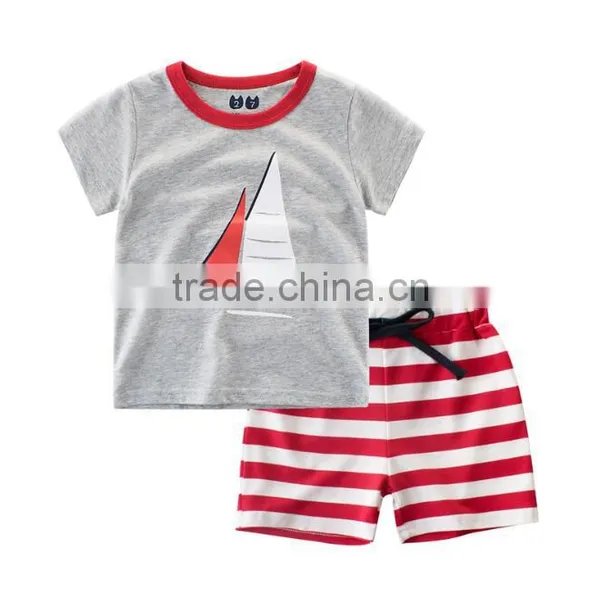 Zm50109b Summer New Design t Shirt Kids Short Sleeve Middle Pants Boys Set Clothes photo-2