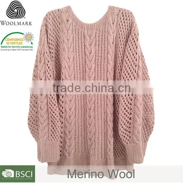 Apricot Batwing Top Long Sleeve Pullovers Sweater,oem Clothing Manufacturing photo-4