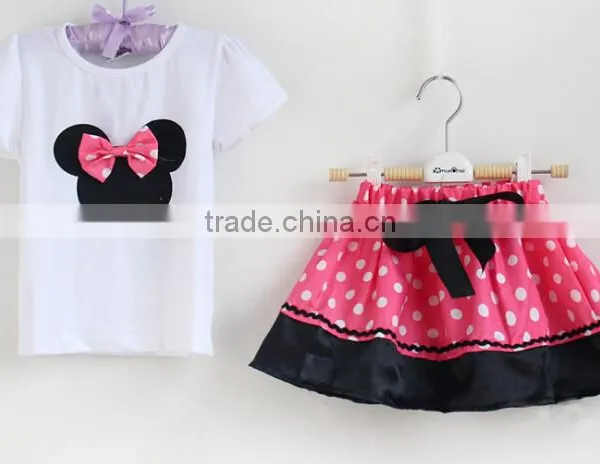S80002T, Baby Clothing Sets , Summer New Children Girl's 2PC Sets Skirt Suit Dots Skirt Dots Pants Girls Cartoon Clothes photo-5