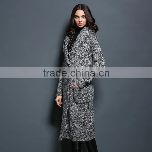 Korea Winter Long Coat Wholesale Knit Hooded Cardigan Women Sweater photo-6