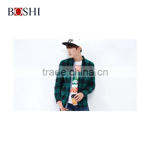 2015 New Fancy One Pocket Men Casual Check Fannel Leisure Shirt photo-3