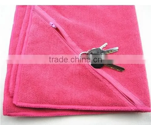 100% Cotton Fitness Towels With Zippered Pocket photo-6