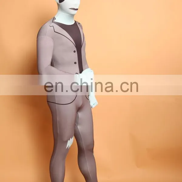 Unisex Adult Gray Slender Man Second Skin Zentai Suits Cosplay Dress photo-2