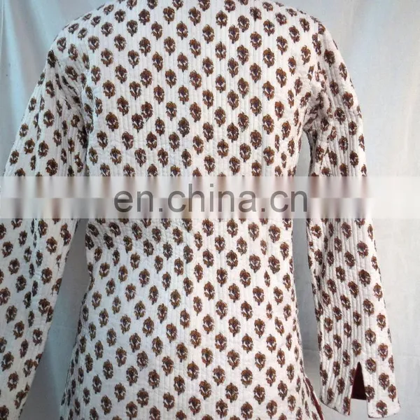Cotton Quilted Kimono Style Women Jacket Secy Reversible Coat photo-4