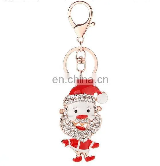 2017 High Quality Promotional Christmas Hat Shape Keychain Full Crystal Custom Metal Key Ring photo-3