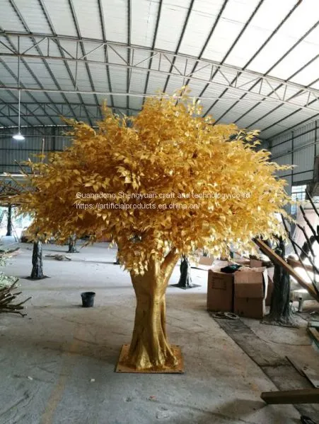 Fiberglass Trunk Golden Artificial Banyan Tree for Decoration photo-5