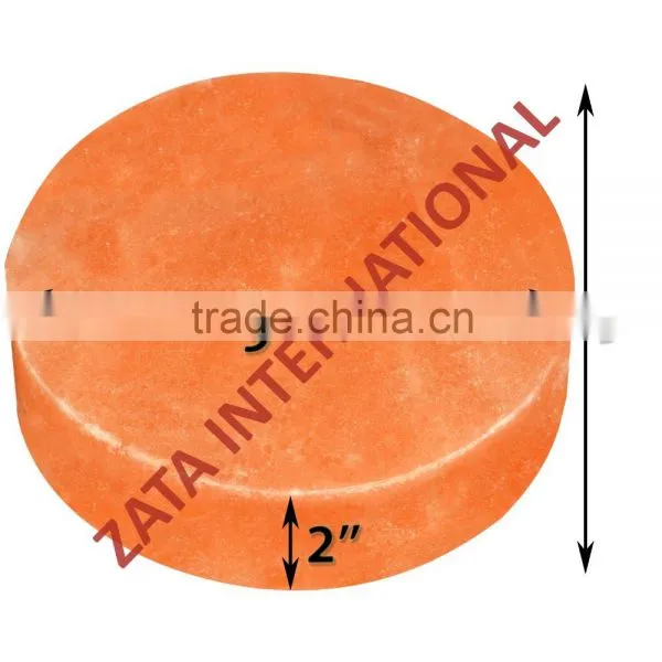 Himalayan Natural Round Rock Salt Tiles Plates Slabs Block Size 9 x 9 x 2 Inch for BBQ Barbecue Cooking Searing Serving