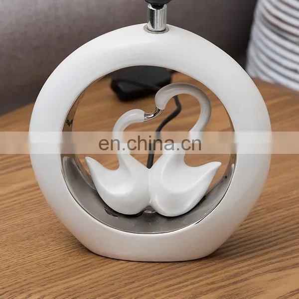 Novel Gift Item Love Theme Custom Swan Shape Ceramic Modern Nordic Table Lamps for Hotel Home Decor photo-4