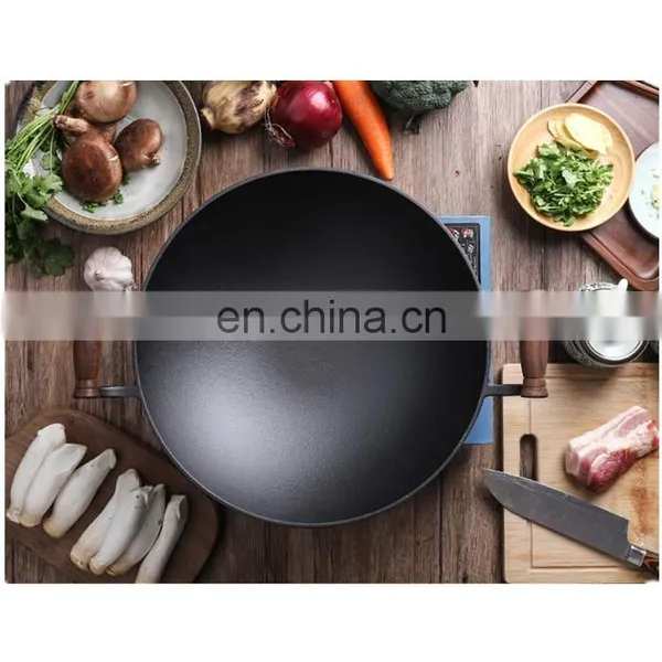 32cm Non-stick Cooking Cast Iron Wok Pan photo-2