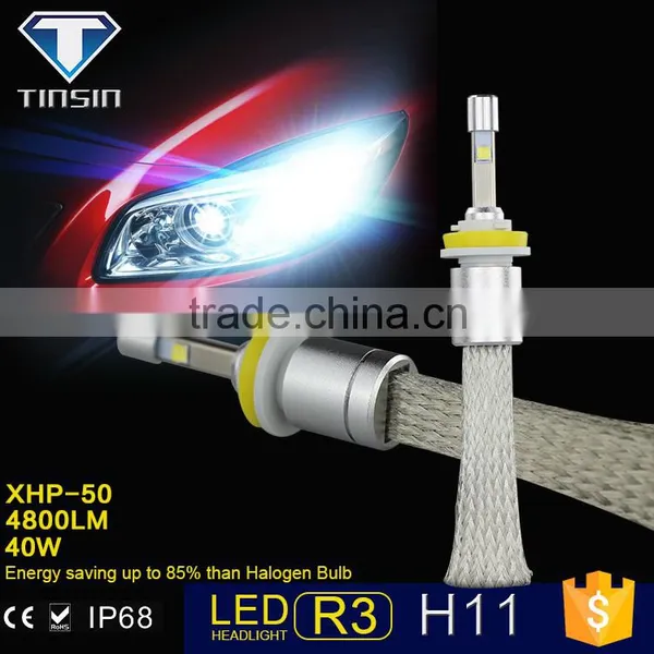New Products XHP50 High Power All-in-One LED Headlight 40w Car Accessories R3 Led Car Headlight R3 4800lm LED Headlight H11 photo-6