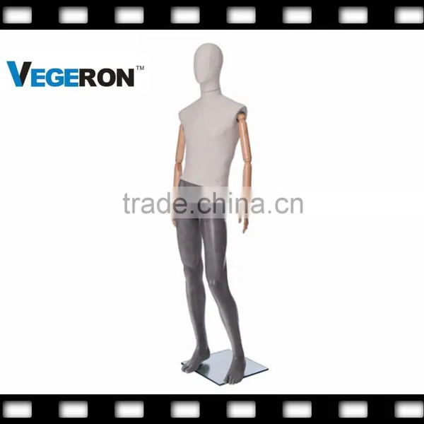 Window Display Full Body Fiberglass Abstract Mannequin With Wooden Flexible Arms photo-4
