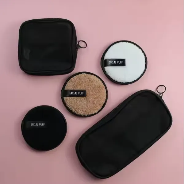 Cheap Microfiber Makeup Cleaning Puff High Quality Reusable Bamboo Fiber Cosmetics Remover Pad Facial Deep Cleaning Powder Puff photo-3