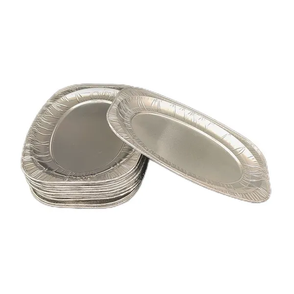 Oval Aluminum Foil Tray Disposable Serving Platter for Food Display Baking Party Catering photo-2