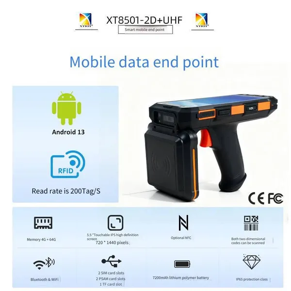 xingtong xt8501 industrial mobile phone rfid barcode collector, high-frequency uhf android pda handheld terminal manufacturer