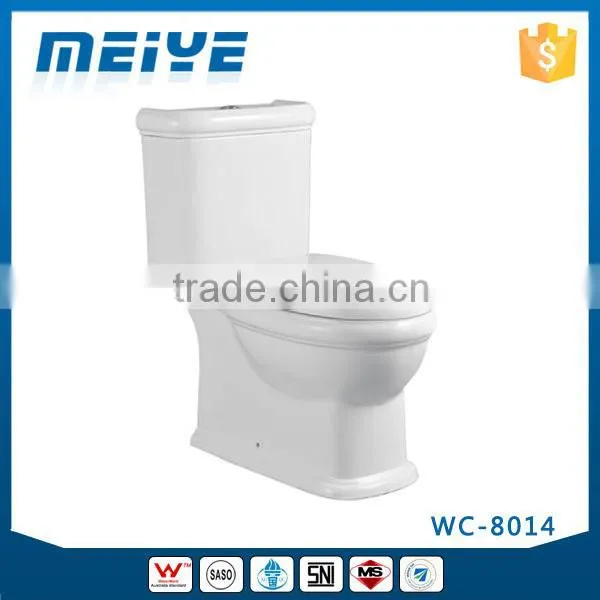 WC-8014 Washdown Two-piece Toilet With Soft Closing Cover Ramp Down Closer, Water Closet Toilet Bowl