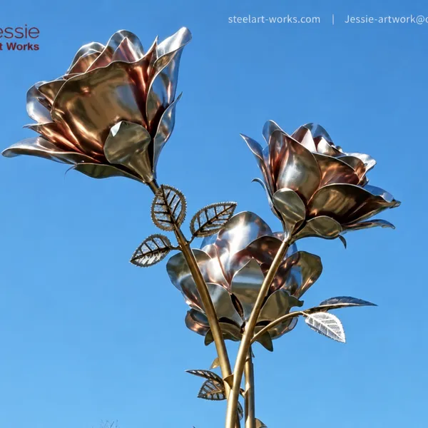 Metal Rose Flower Sculpture for Park and Public Landscape photo-2