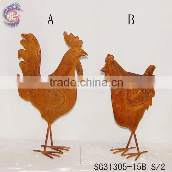 Garden Decoration Metal Chickens on Stake photo-2