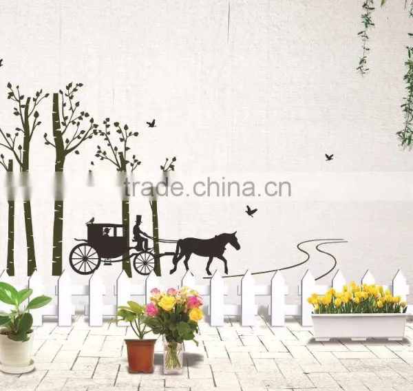 Black Trees Birds Carriage Wall Decal Home Sticker Paper Removable Living Room Bedroom Art Picture DIY Mural photo-2