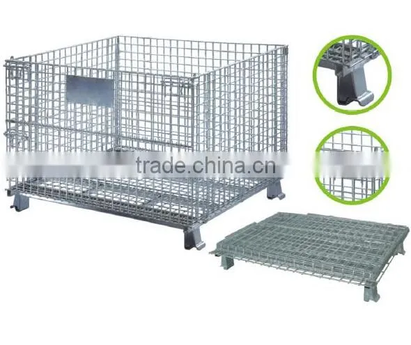 Folding Wire Mesh Container/ Stackable Storage Cage/ Metal Basket photo-3