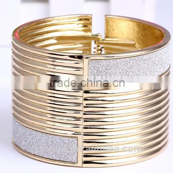 New Punk Gold Plated Bangle Jewelry Sticker Color Wider Cuff Bracelets For Women photo-6