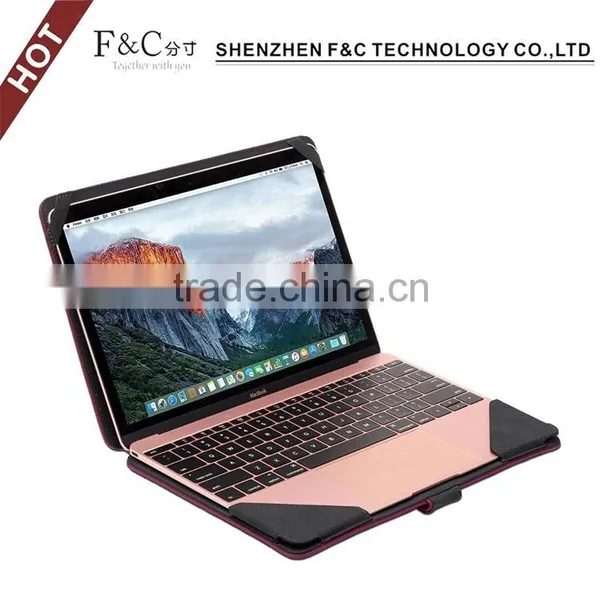 Shenzhen F&C Hand-crafted Premium PU Leather Material Folio Cover for Macbook Pro Case 11" 12" 13" 15" Compatible photo-2