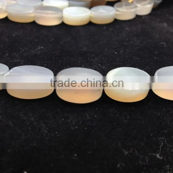 WholeSale High Quality Price Polish Double Flat Shape Grey Agate Oval Loose Beads for Jewelry Making photo-2